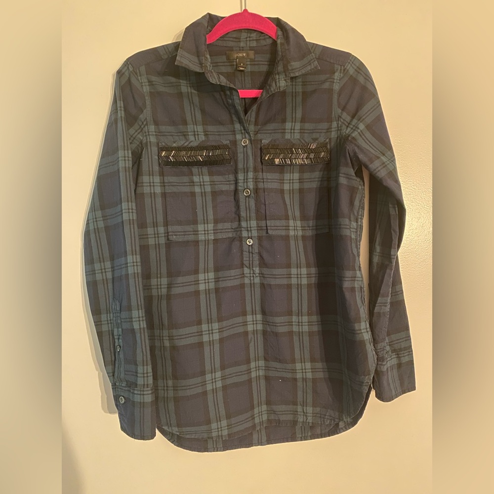 J.Crew Plaid Quarter Button Down Size 2